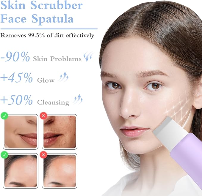 Skin Scrubber Face Spatula Skin Spatula Pore Cleaner Blackhead Remover Tools for Facial Deep Cleansing Skin Care Tool for Men and Women (Purple)-Velvo Beauty