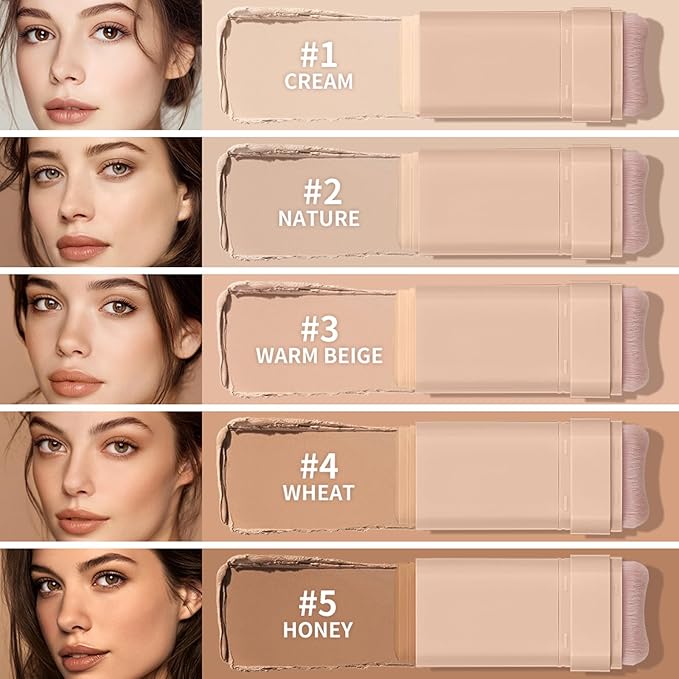 Beauty Balm Serum Boosted Skin Tint, Dual-Ended Eraser Foundation Stick with Brush, Full Coverage Cream Korean Makeup, Long-Lasting Stick for Smooth, Flawless Finish (#2 Nature)-Velvo Beauty