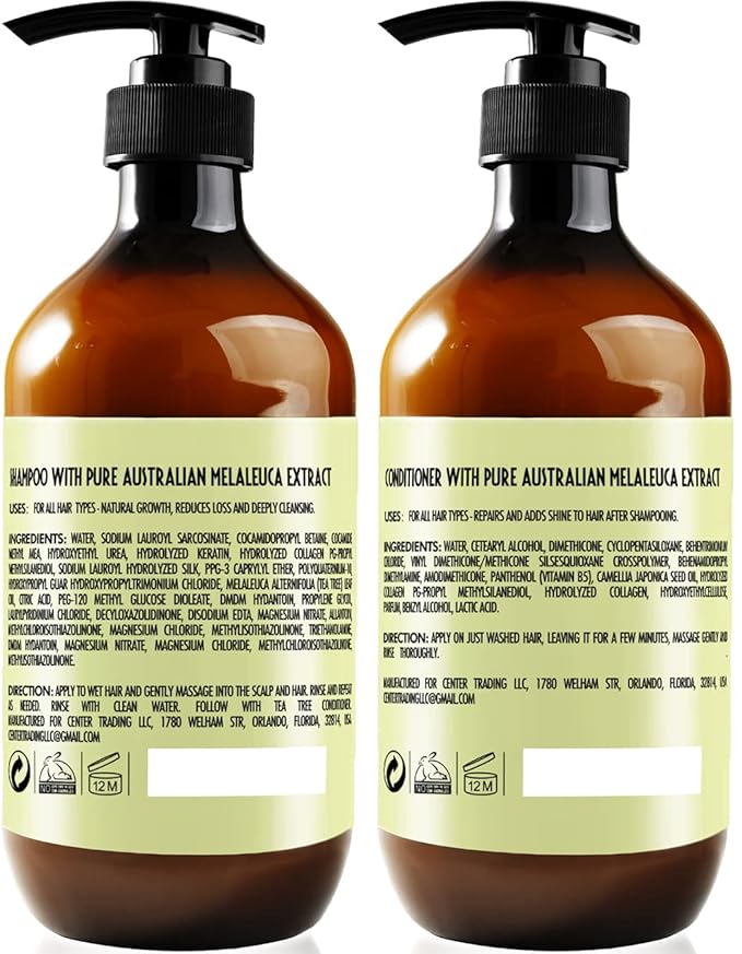 Tea Tree Oil Shampoo and Conditioner Set - Sulfate and Paraben Free Treatment for Oily Hair and to Help Reduce Your Itchy and Dry Scalp - Healthy Anti Dandruff Formula for Men and Women-Velvo Beauty