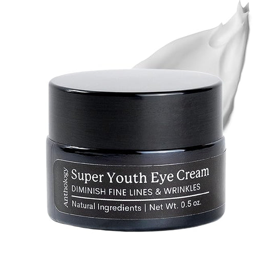 ANTHOLOGY Super Youth Eye Cream for Wrinkles & Dark Circles | Anti-aging Under Eye Cream with Peptides, Organic Aloe Vera & Vitamin C | Daily Use Intense Hydration | 0.5 fl oz 15 ml-Velvo Beauty