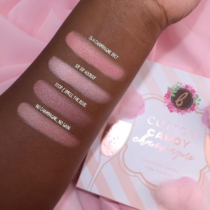 Beauty Bakerie Cotton Candy Champagne Blush Makeup Palette, Long Lasting Pigment, Matte and Metallic Highlighter Makeup, 4 Highlight Shades-Velvo Beauty