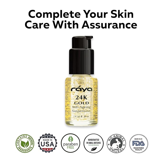 RAYA 24K Gold Anti-Aging Suspension (510) | Anti-Aging Facial Treatment Serum for All Skin Types | Made with Pure 24 Karat Gold | Softens and Helps Reduce Fine Lines and Wrinkles-Velvo Beauty