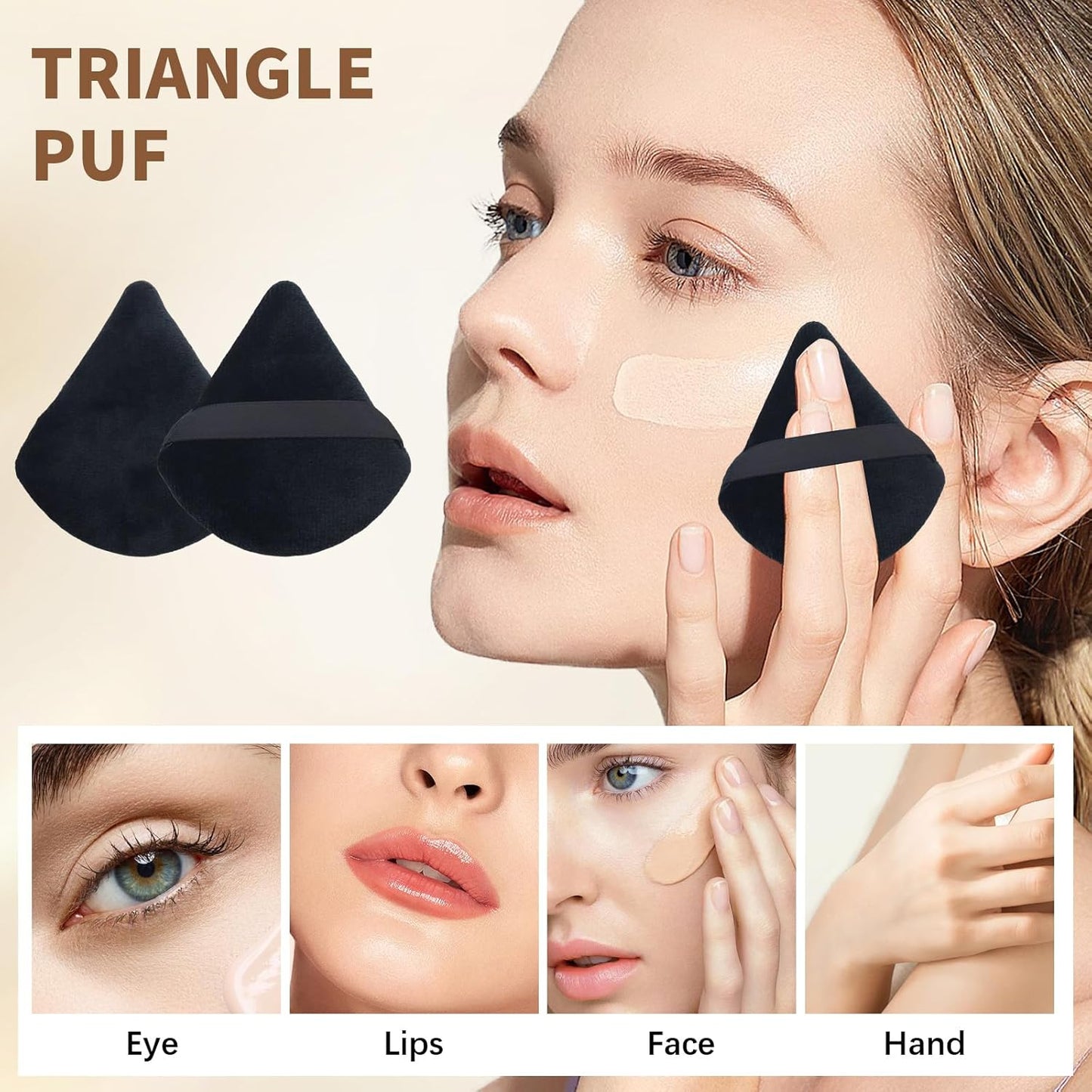 Triangle Makeup Powder Puff, 60pcs Setting Powder Puffs, This Cosmetic Wedges For Face, Under Eyes And Neck, Velvet Material-Velvo Beauty