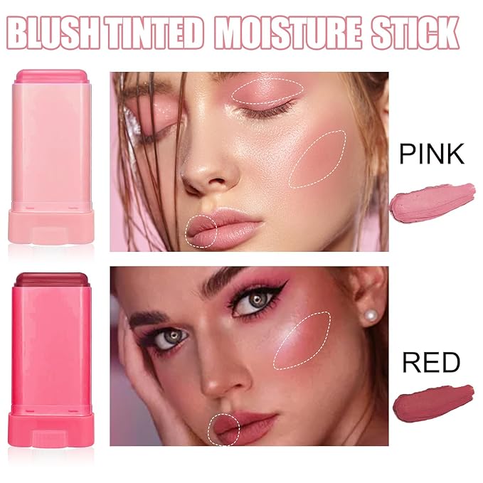Blush Rare Beauty Liquid Blush Stick Cream Blush Natural Waterproof Long Lasting Powder Blusher,On The Go Blush Brushes For Makeup Cheeks,Suitable For All Skin Types(2PC)-Velvo Beauty