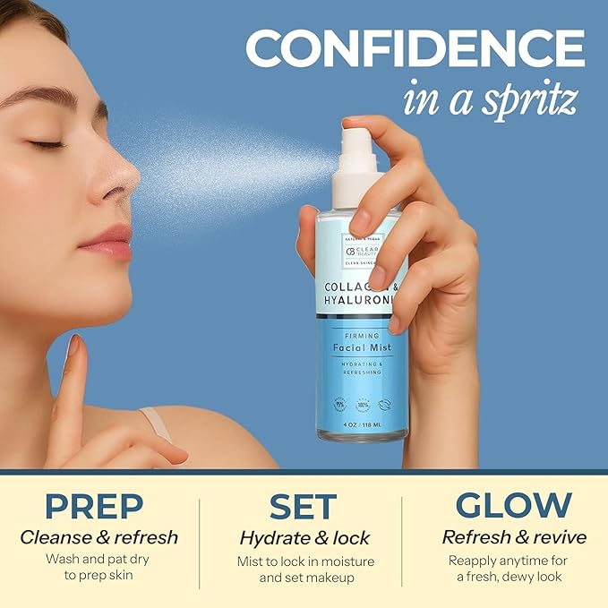 Hyaluronic Acid & Collagen Face Mist - Dermatologist Tested, Moisturizes & Tones Skin, Anti-Aging, Natural Ingredients, Cruelty-Free Korean Skin Care - All Skin Types - 4 OZ (2 Pack)-Velvo Beauty