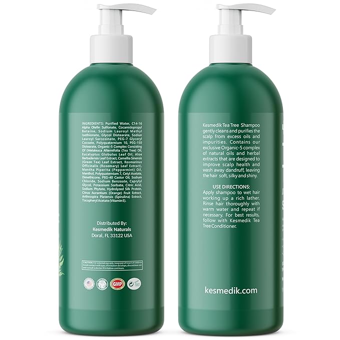 Tea Tree Oil Shampoo MaxTherapy, Itchy Scalp Relief, Refreshes & Cleanses Dandruff & Buildup, Clarifying for Oily Hair, Women & Men, 16 fl oz-Velvo Beauty