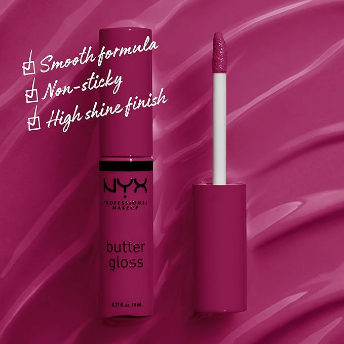 NYX PROFESSIONAL MAKEUP Butter Gloss, Non-Sticky Lip Gloss - Devil's Food Cake (Deep Plum)-Velvo Beauty