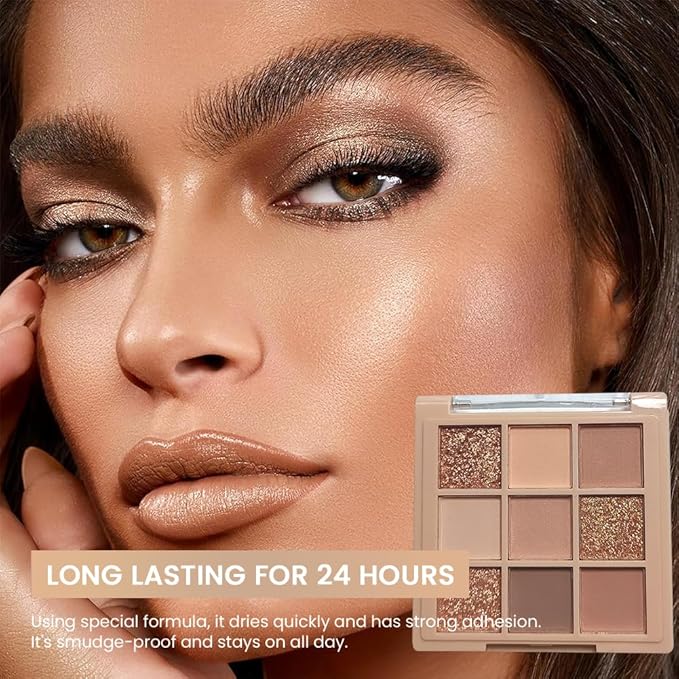 Eyeshadow Palette Makeup- 9 Colors Naked Eyeshadow Palette Matte Shimmer Korean Natural Eye Shadow palettes Highly Pigmented Naturing-Looking Long Lasting (#01)-Velvo Beauty