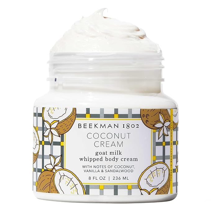 Beekman 1802 Coconut Cream Whipped Body Cream - Scented - 8 oz - Moisturizes, Soothes & Softens - With Coconut Oil & Mango Seed Butter - Microbiome Friendly - No Irritation - Good for Sensitive Skin-Velvo Beauty