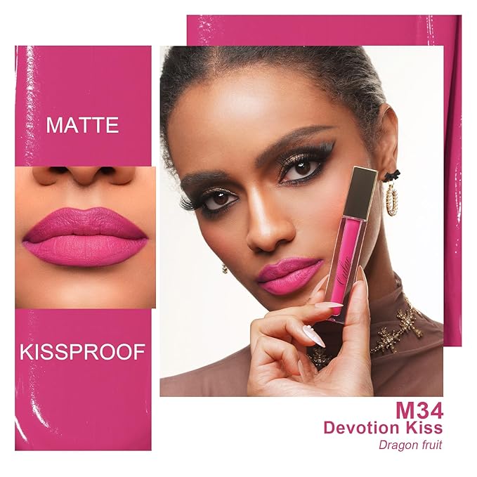 Oulac Matte Pink Lipstick for Women, Long Lasting Liquid Lip Stick High Impact Lip Gloss Full Coverage Lip Makeup with Vitamin E Waterproof Formula,Vegan M34-Velvo Beauty