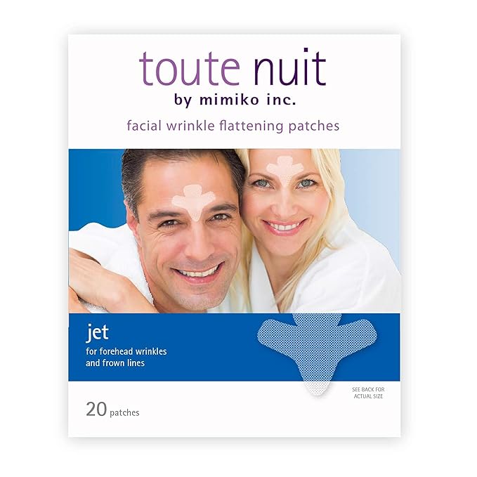 Toute Nuit Wrinkle Patches – Jet – Face Tape for Forehead and Large Frown Lines – Hypoallergenic Anti Wrinkle Patches – 20 Count, Made in USA-Velvo Beauty