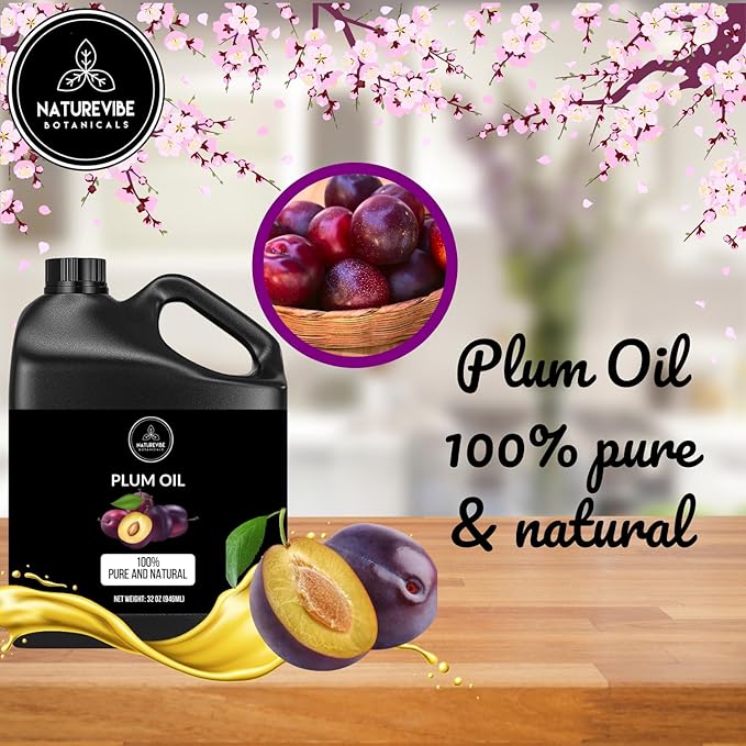 Naturevibe Botanicals Plum Oil 32 Ounces | 100% Pure and Natural | Great for Skin Care and Hair Care-Velvo Beauty