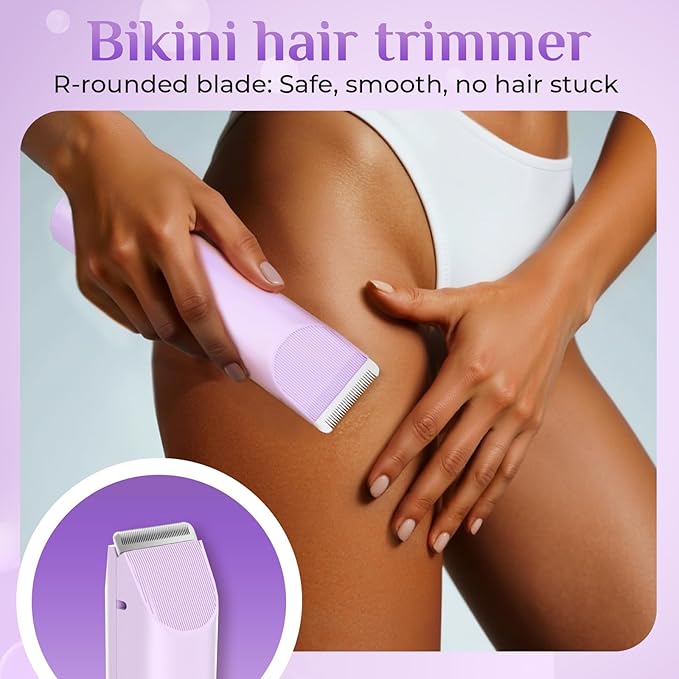 2025 New 2-in-1 Electric Bikini Trimmer for Women - Dual Head Electric Razor,Waterproof Painless Bikini Shaver, Pubic Hair Trimmer for Private Area & Body Hair, Purple-Velvo Beauty