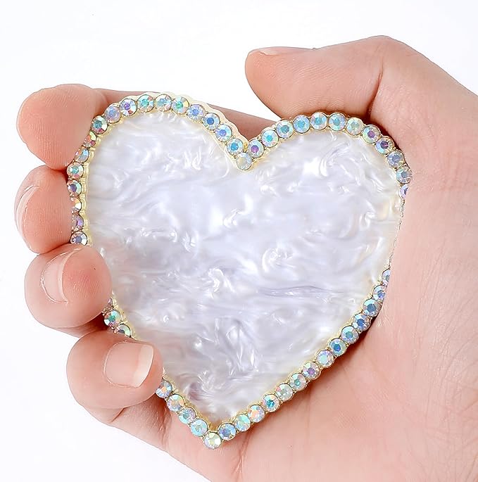 Sibba Resin Nail Art Palette, Golden Edge Nail Mixing Palette with Diamond, Polish Color Mixing Plate, Nail Holder Display Board, Heart Shape Cosmetic Mixing Tools for Women and Girls(White)-Velvo Beauty