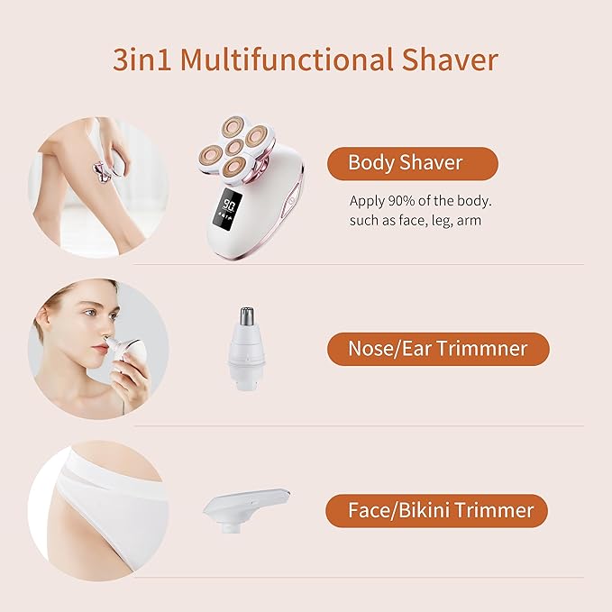 Women's Electric Razors For Women Legs Pubic Facial Hair Removal 2 In 1 Womens Electric Shaver For Women,Bikini Trimmer For Lady,Waterproof-Velvo Beauty
