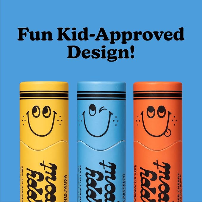 Poppy & Pout Kids Jumbo Lip Balm | All Natural Lip Balms & Moisturizers | Hydrates with Beeswax, Vitamin E, Organic Coconut Oil | Cruelty-Free | Lip Balm in Recyclable Cardboard Tube (Bloo Razzeloo)-Velvo Beauty