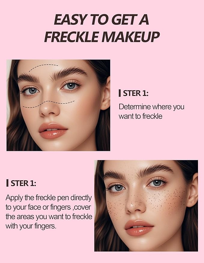 Erinde Waterproof Freckle Stamp Pen, Dual Ended Fake Freckle & Black Liquid Eyeliner, Long Lasting Quick Dry Faux Freckles Stamp Freck Pen for Natural Sunkissed Makeup, B1 LIGHT-Velvo Beauty