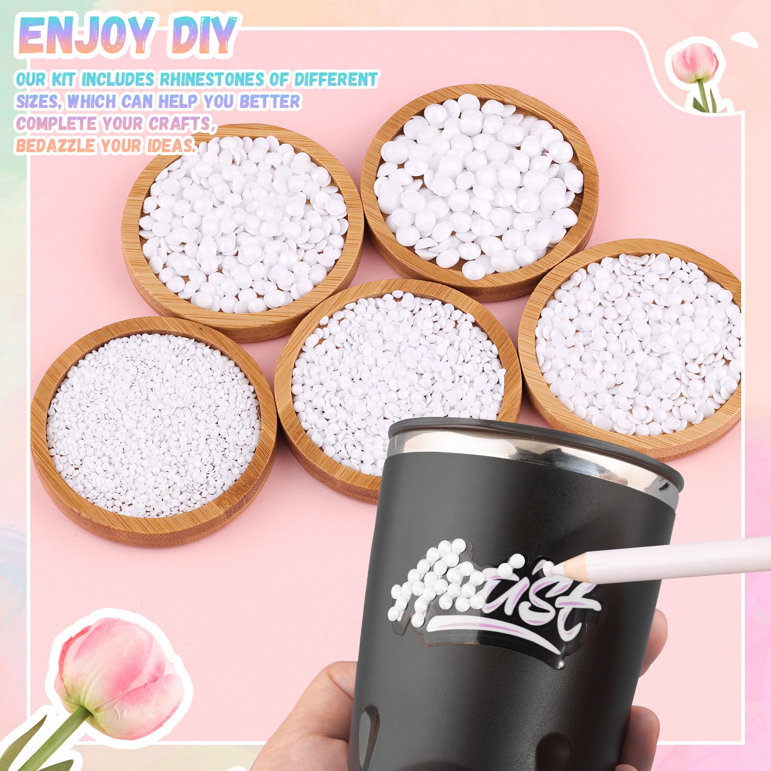 30000Pcs Resin Rhinestones for Bedazzling with 3Pcs B7000 Jewelry Glue, White Flatback Gems Rhinestones for Crafting, Clothing Tumblers Mugs Shoes Fabric Decor Nail Art-Velvo Beauty