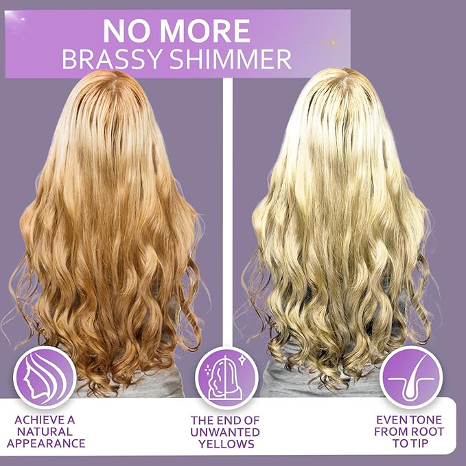 Purple Shampoo - Toner for Blonde Hair - Sulfate and Paraben Free - More Balanced Color Treated, Bleached, Silver, White and Gray Hair - No More Orange, Straw Yellow and Brassy Tones - Women and Men-Velvo Beauty