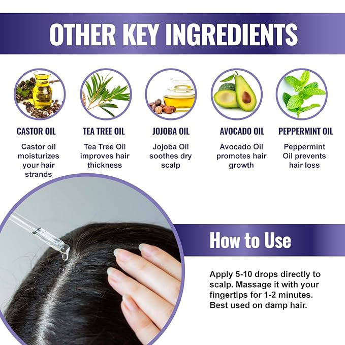 100 Natural Botanical Hair Growth Serum for Nourishing Hair Scalp and Protecting Hair loss, Moringa Camellia Rosemary Castor Tea Tree Peppermint Jojoba Blended , Made In USA (2oz)-Velvo Beauty