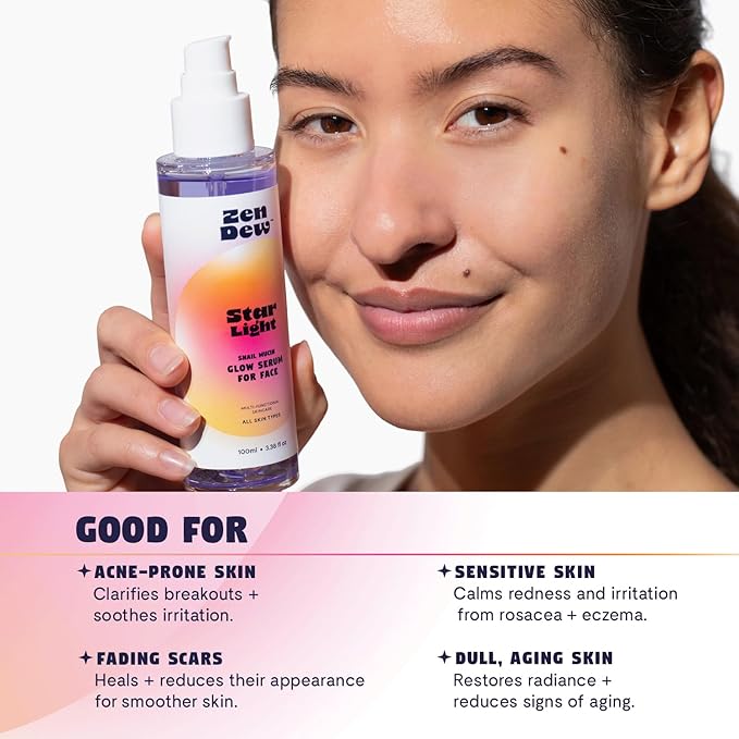 Star Light Snail Mucin Face Serum with Blue Light Skin Protection, 3.38 Oz – Silky Smooth Korean Glow Serum that Restores Moisture and Leaves Skin Brighter, Plumper, Soothed and Smooth-Velvo Beauty