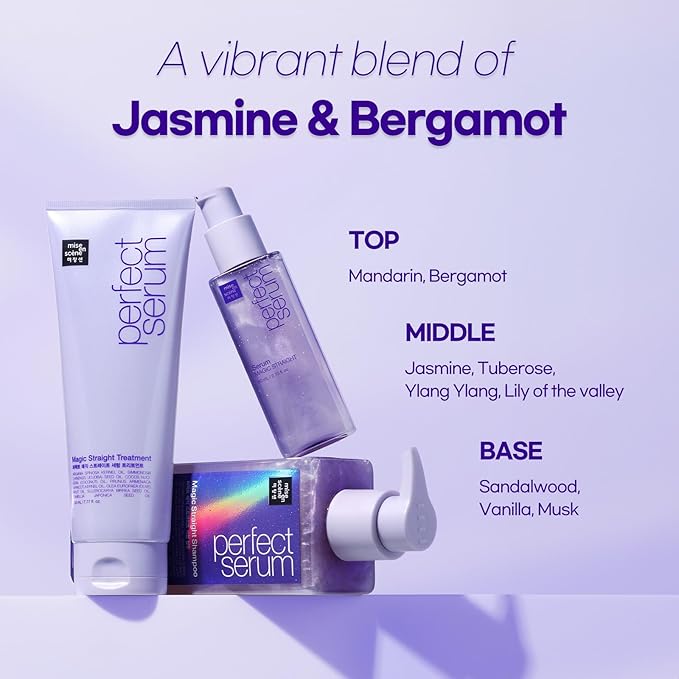 Mise En Scene Magic Straight Perfect Serum - Anti Frizz Hair Straightening Serum with heat protectant for straightener, hair tamer oil, Coconut Oil for Smooth, Silky, and Shiny Hair, 2.71 Fl Oz-Velvo Beauty