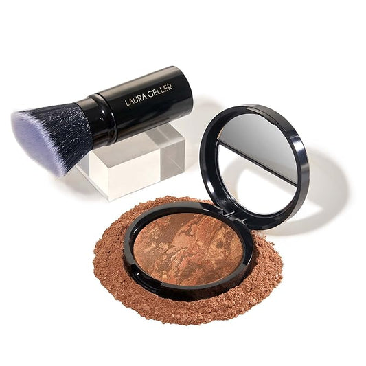 LAURA GELLER NEW YORK Baked Balance-n-Brighten Foundation with Kabuki Brush Makeup Set, Deep-Velvo Beauty