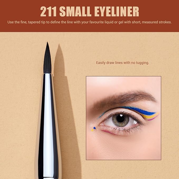 Jessup Eyeliner Brush Set, 3pcs Pro Precision Eyeliner Brushes Fine Point Angled Thin Gel Liquid Flat Winged Eye Liner Brush, Black T346-Velvo Beauty