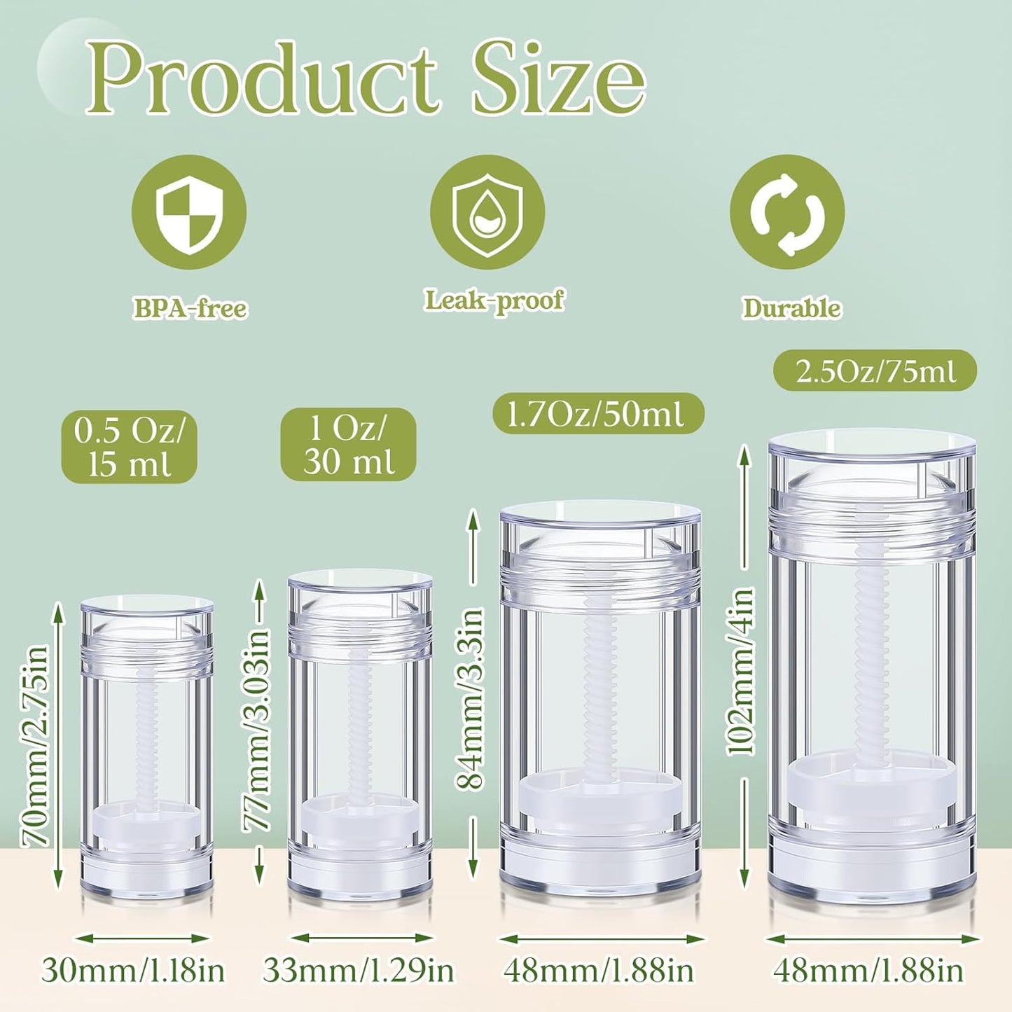 30 Pcs Empty Deodorant Containers Twist up Filling Stick Plastic Deodorant Container Refillable Bottles Bottomfill Round Lip Balm Tubes for Homemade DIY Lipstick Crayon(15 ml,Clear)-Velvo Beauty