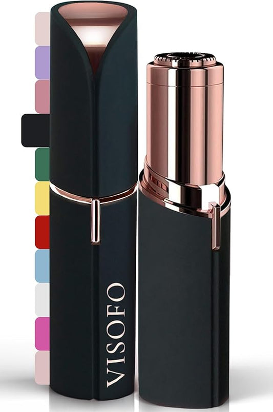 Facial Hair Removal for Women | Electric Razor Device Small Mustache Dermaplaning Remover Tools Tweezers Epilator Trimmer Face Dermaplane Shavers Beauty Gadgets Set Accessories by VISOFO (Onyx)-Velvo Beauty