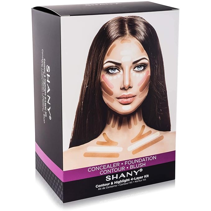 SHANY 4-Layer Contour and Highlight Makeup Kit - Set of Concealer Palette, Color Corrector, Makeup Foundation Palette, Contour Highlight, and Blush Palettes Sets-Velvo Beauty