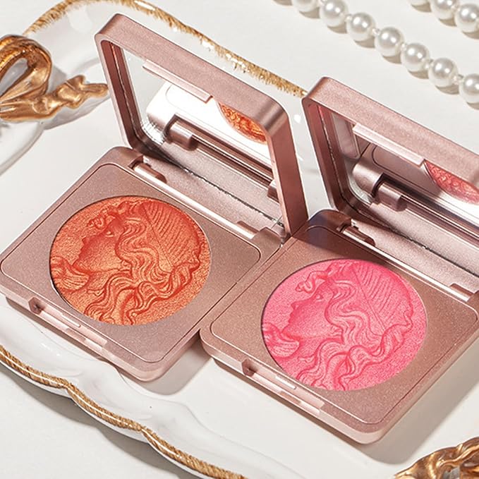 Embossed Smooth Powder Blush Palette for Cheeks,Matte Face Powder Blush Palette,Embossed Girl Blush for Cheeks,Natural Nude Long Lasting Powder Blush Palette for All Skins(Pink+Orange)-Velvo Beauty