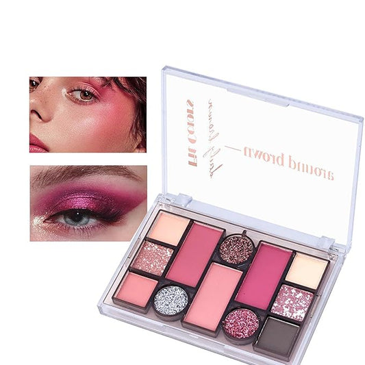12 Colors Mini Glitter Eyeshadow Makeup Palette, Sexy Purple Shimmer Blush Highly Pigmented, Waterproof&Long Lasting paletas de sombras para de ojos, Quick Create a Flawless Look (03)-Velvo Beauty