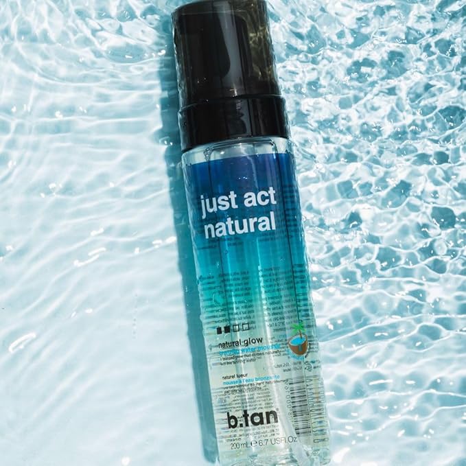 b.tan Clear Self Tanner Bronzing Water Foam | Just Act Natural - Best 1 Hour Express Sunless Tanning Mousse, Dark, Transfer-Free, Enriched With Coconut Water & Vitamin E, Face & Body, 6.7 Fl oz-Velvo Beauty