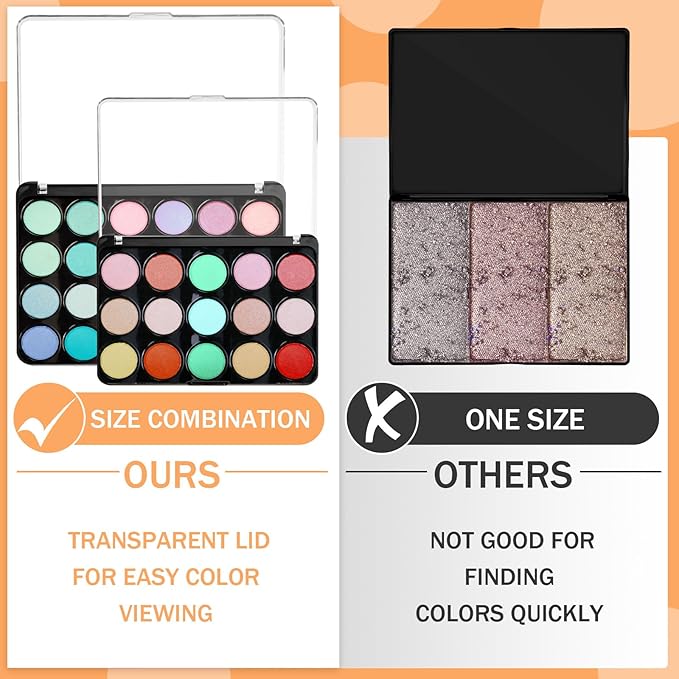 6 Pcs Empty Magnetic Makeup Palette with Clear Top Travel Makeup Pan DIY Eyeshadow Pan Dispensing Storage Box for Eyeshadow Lipstick Blush Powder Pigment, 4.6 x 2.4 x 0.4 In, 5.5 x 4.0 x 0.6 In-Velvo Beauty