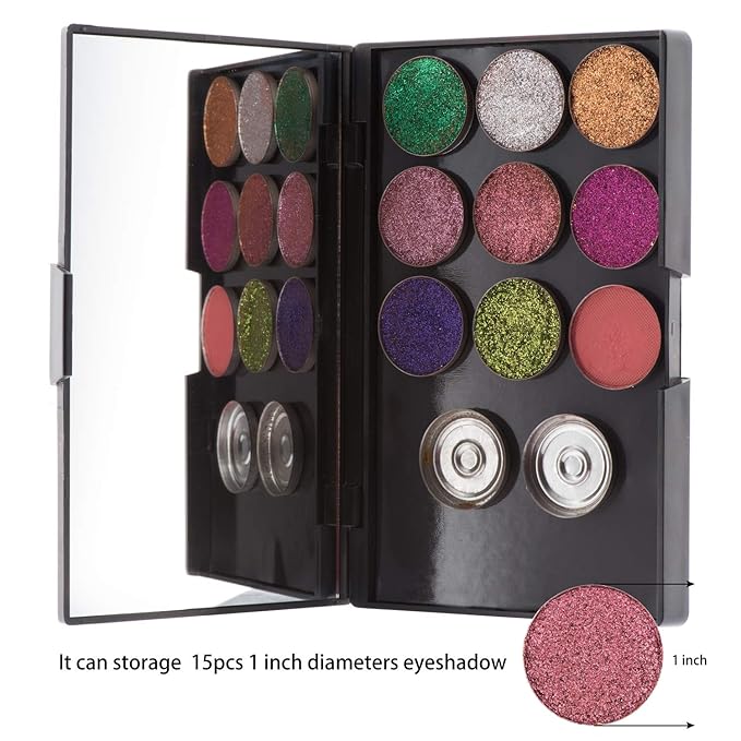 Empty Magnetic Plastic Eyeshadow Makeup Palette with 15Pcs Adhesive Empty Palette Metal Stickers for Eyeshadow Lipstick Blush Powder-Velvo Beauty