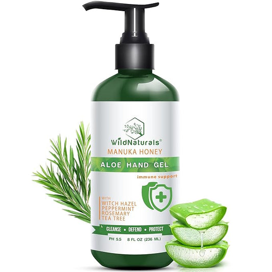 Pure Aloe Vera Gel Hand Cleaner - 100% Aloe Vera Gel Organic with Manuka Honey, Witch Hazel, Peppermint, Oregano, Rosemary, & Cleansing Tea Tree - Organic Waterless Purifying Wash-Velvo Beauty