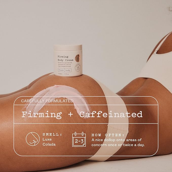 frank body Firming Body Cream | Caffeine & BODY 3 COMPLEX™ to Help Reduce the Look of Dimpled Skin & Stretch Marks | Vegan, Cruelty-Free, Hyper-Hydrating | 200ml-Velvo Beauty