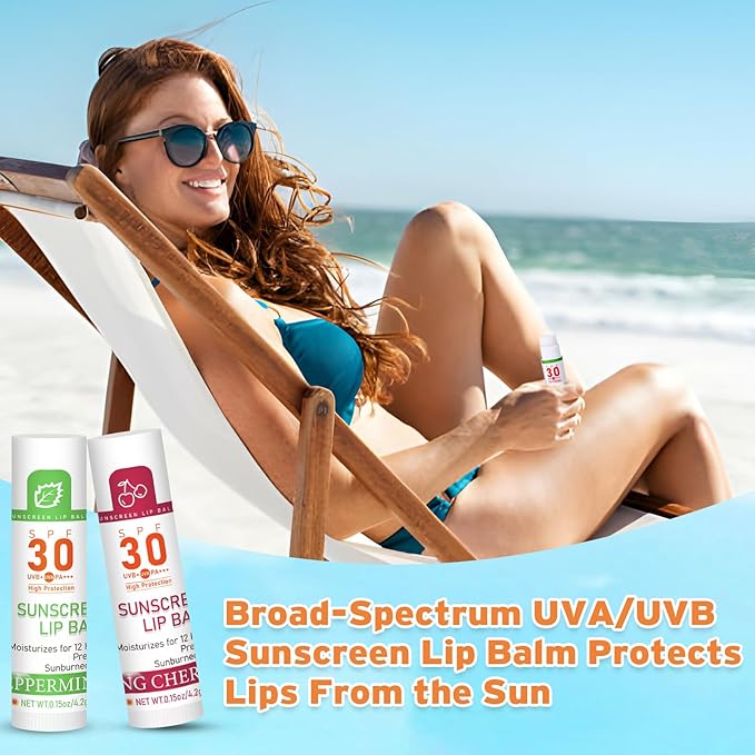 SPF 30 Lip Balm with Sunscreen, SPF Lip Balm Bulk Travel Size-64 Pack, Hydrating Lip Balm Pack with Vitamin E and Coconut Oil- 8 Flavors-Velvo Beauty