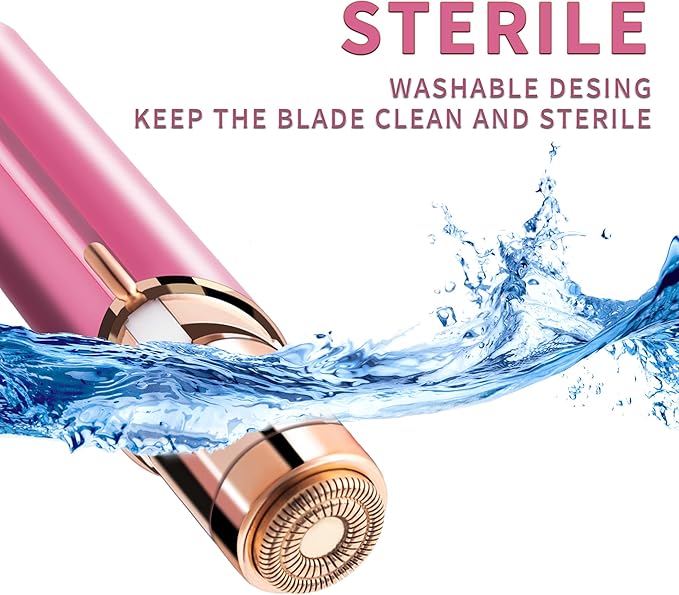 Facial Hair Remover for Women- as Seen on TV Painless Face Shaver -Mini Hair Remover, Electric Razor Shaver Portable Bikini Epilator for Lips, Chin, Armpit, Peach Fuzz, Fingers, Neck, Cheek (Rose red)-Velvo Beauty