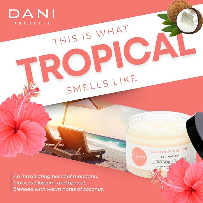 Naturals Exfoliating Sugar Scrub - Coconut Hibiscus, made with organic cane sugar and shea butter, gently exfoliates and deeply hydrates for smooth, radiant skin – 14 oz-Velvo Beauty