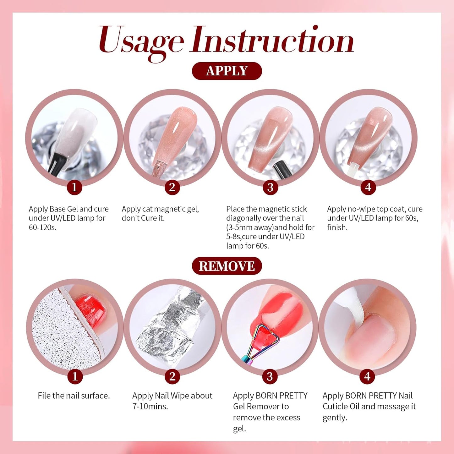 Born Pretty Cat Magnetic Eye Gel Nail Polish,Red Magnetic Gel Polish Fair Maiden Cat Magnetic Eye Gel Manicure Nail Art DIY 15ml-Velvo Beauty