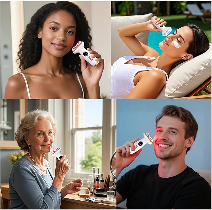 Cold Heat Facial Massager Red Light Therapy for Face Neck Eye Lifting Firming Depuffing,7-in-1 LED Facial Sculptor Skin Care,Cooling Electric gua sha Lift Device Reduce Forehead Frown Smile Line-Velvo Beauty