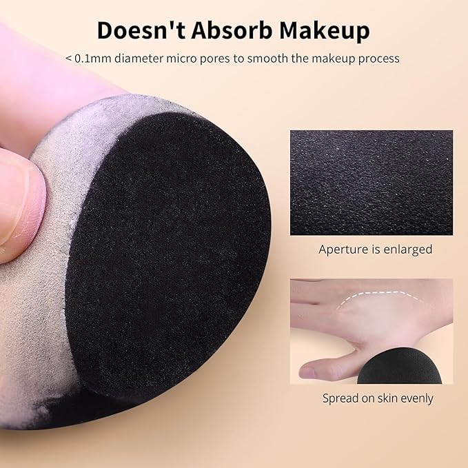 BEAKEY Makeup Sponge Set, 5 Pcs Foundation Blending Sponge, Beauty Sponges Flawless for Liquid, Cream, and Powder, Latex-Free and Vegan Boun Boun Sponges, Makeup Sponges Black-Velvo Beauty