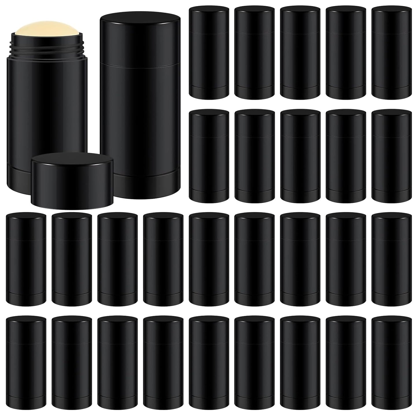 30 Pcs Empty Deodorant Containers Twist up Filling Stick Plastic Deodorant Container Refillable Bottles Bottomfill Round Lip Balm Tubes for Homemade DIY Lipstick Crayon(30 ml,Black)-Velvo Beauty