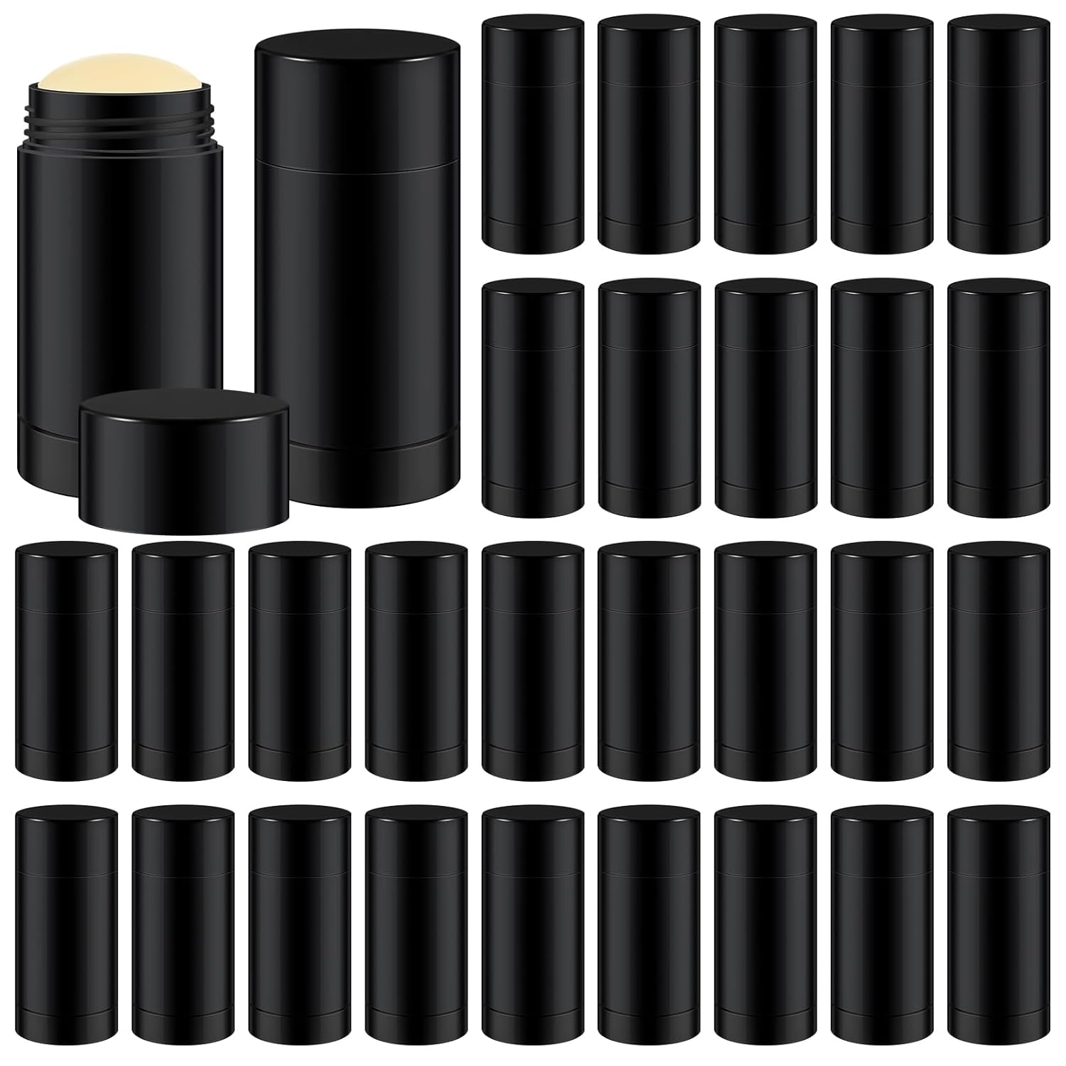 30 Pcs Empty Deodorant Containers Twist up Filling Stick Plastic Deodorant Container Refillable Bottles Bottomfill Round Lip Balm Tubes for Homemade DIY Lipstick Crayon(30 ml,Black)-Velvo Beauty