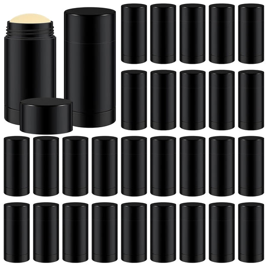 30 Pcs Empty Deodorant Containers Twist up Filling Stick Plastic Deodorant Container Refillable Bottles Bottomfill Round Lip Balm Tubes for Homemade DIY Lipstick Crayon(30 ml,Black)-Velvo Beauty