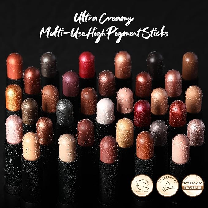 FOCALLURE 3PCS Cream Eyeshadow Stick Sets,Matte and Shimmer Eye Brightener, Light to Dark Pink Pencil,Long Lasting Eye Shadow Highlighter Makeup,Rose Hangover-Velvo Beauty