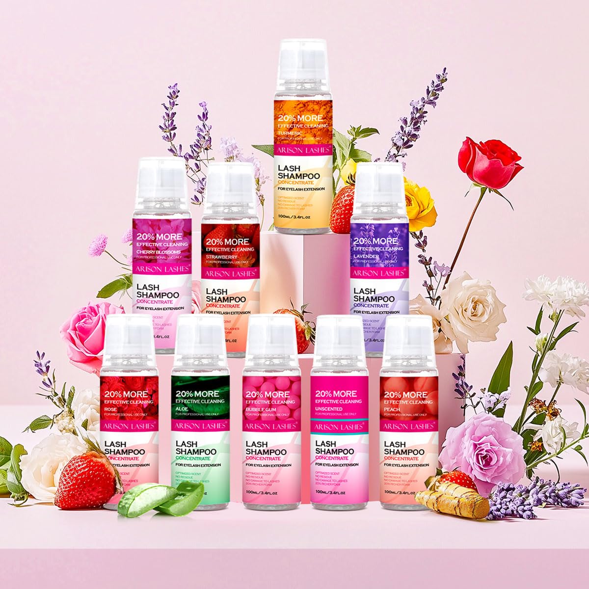 ARISON LASHES Lash Shampoo Concentrate for Lash Extensions 100ML Eyelash Cleanser Concentrate Oil-Free Eyelash Extension Shampoo with Salon Home Care(Aloe Vera)-Velvo Beauty