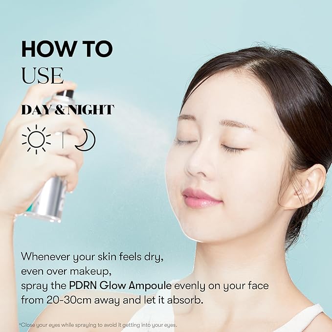 VT COSMETICS PDRN Glow Ampoule, PDRN Facial Mist, Deep Hydration Spray Serum, Vegan Skin Care, Light-weight Face Moisturizer, Plumping Effect, Fragrance-Free, Korean SkinCare (3.38 fl oz / 100 ml)-Velvo Beauty